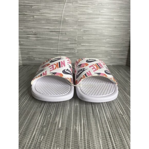 Nike Womens Benassi JDI Print White Black Lotus Pink Slip On Sandals Size‎ 11 - Picture 3 of 8